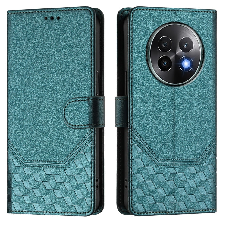 For Realme 13+ 5G Global Honeycomb Embossing RFID Leather Phone Case