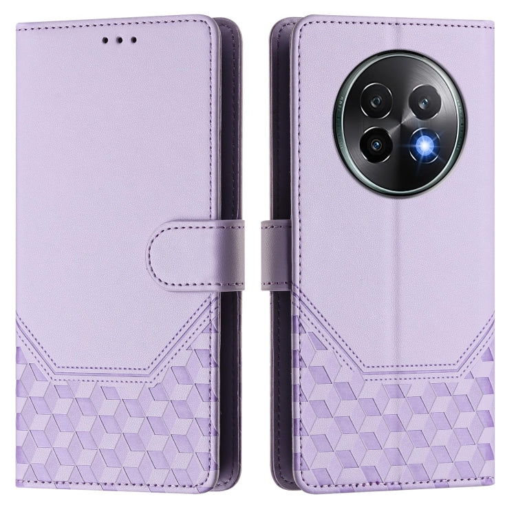 For Realme 13+ 5G Global Honeycomb Embossing RFID Leather Phone Case