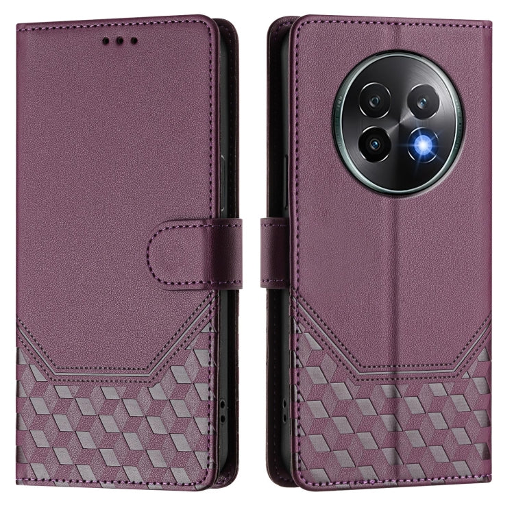 For Realme 13+ 5G Global Honeycomb Embossing RFID Leather Phone Case