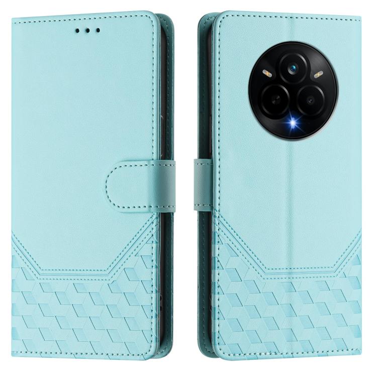 For Realme 14 Pro 5G Honeycomb Embossing RFID Leather Phone Case