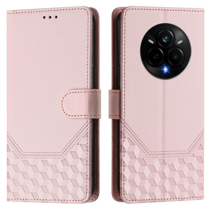 For Realme 14 Pro 5G Honeycomb Embossing RFID Leather Phone Case