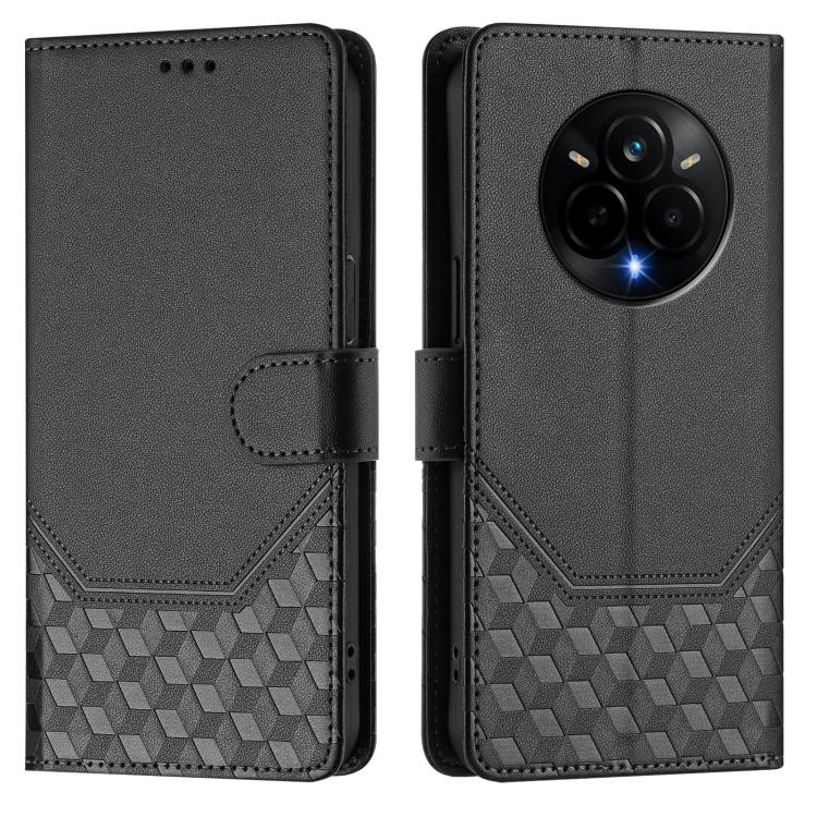 For Realme 14 Pro 5G Honeycomb Embossing RFID Leather Phone Case