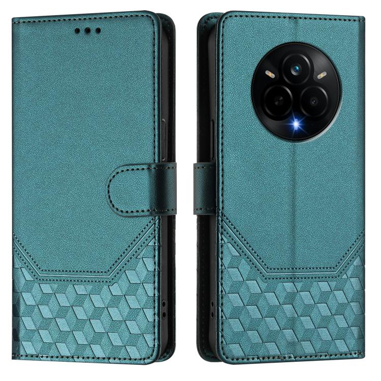 For Realme 14 Pro 5G Honeycomb Embossing RFID Leather Phone Case