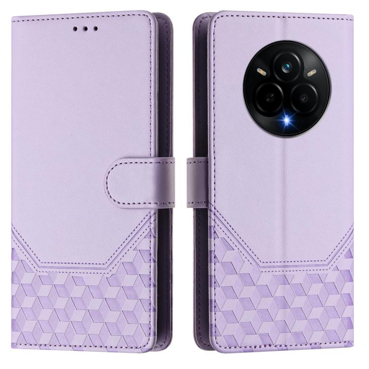 For Realme 14 Pro 5G Honeycomb Embossing RFID Leather Phone Case