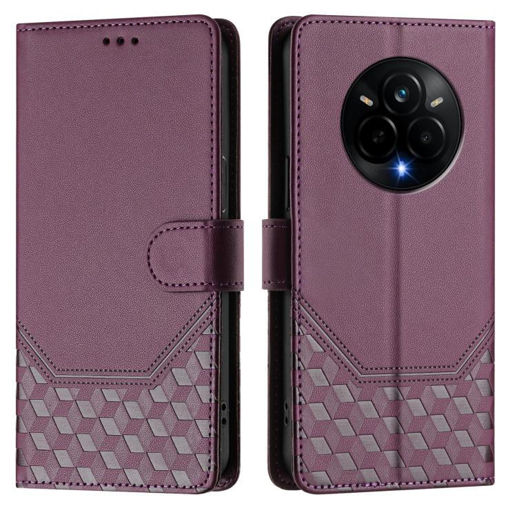 For Realme 14 Pro 5G Honeycomb Embossing RFID Leather Phone Case