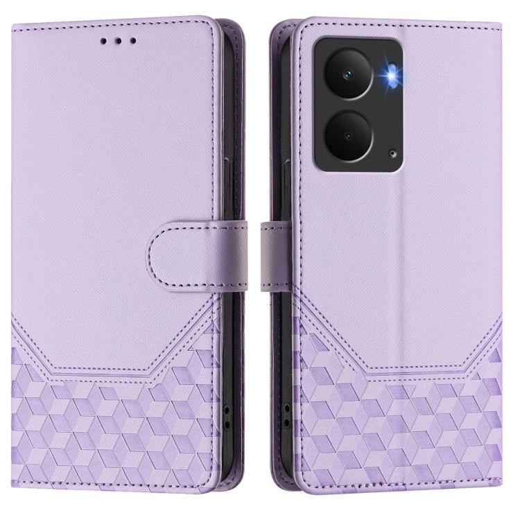 For Realme P3 5G Honeycomb Embossing RFID Leather Phone Case