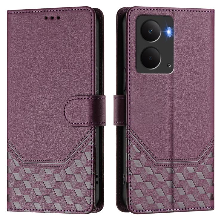 For Realme P3 5G Honeycomb Embossing RFID Leather Phone Case