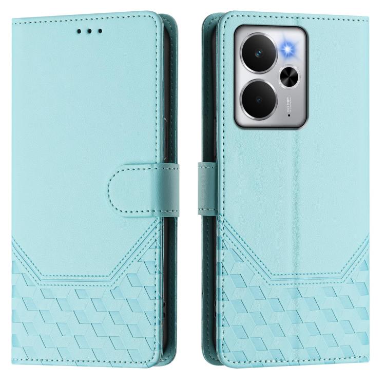 For Realme 14 5G / 14T 5G Global Honeycomb Embossing RFID Leather Phone Case