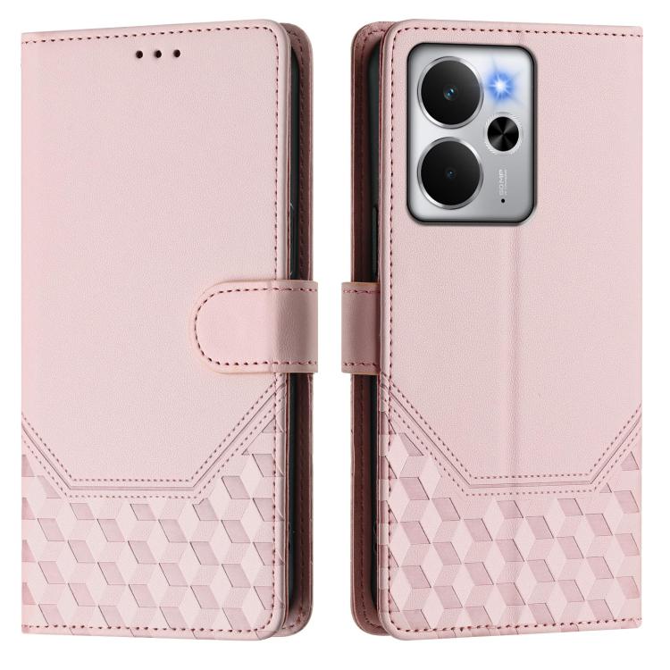 For Realme 14 5G / 14T 5G Global Honeycomb Embossing RFID Leather Phone Case