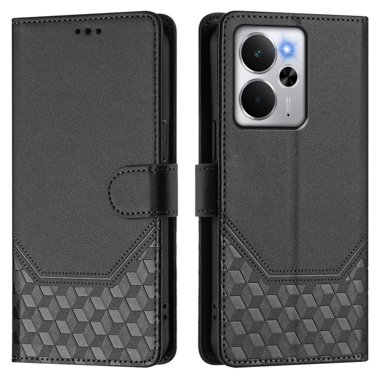 For Realme 14 5G / 14T 5G Global Honeycomb Embossing RFID Leather Phone Case