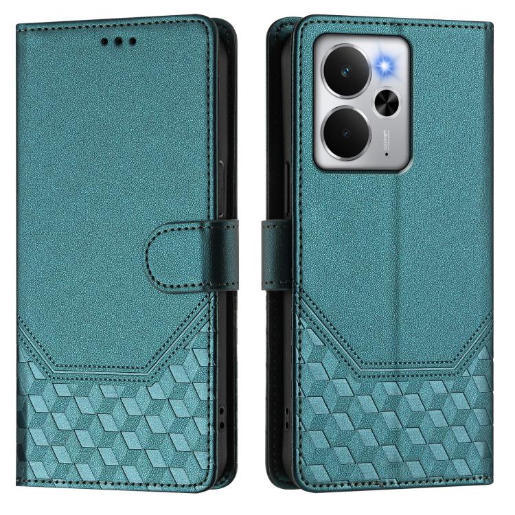 For Realme 14 5G / 14T 5G Global Honeycomb Embossing RFID Leather Phone Case