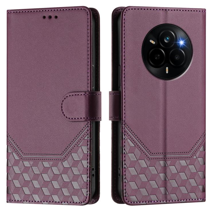 For Realme Narzo 80 Pro / 14 Pro 5G India Honeycomb Embossing RFID Leather Phone Case
