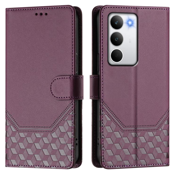 For Realme C71 4G Global Honeycomb Embossing RFID Leather Phone Case