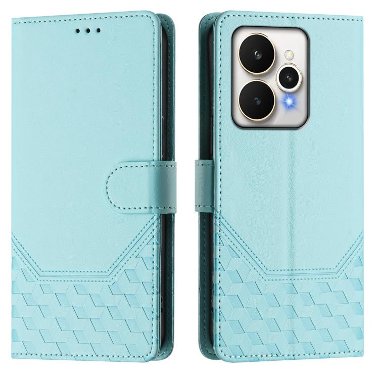 For Realme 15 / 15 Pro 5G Global Honeycomb Embossing RFID Leather Phone Case