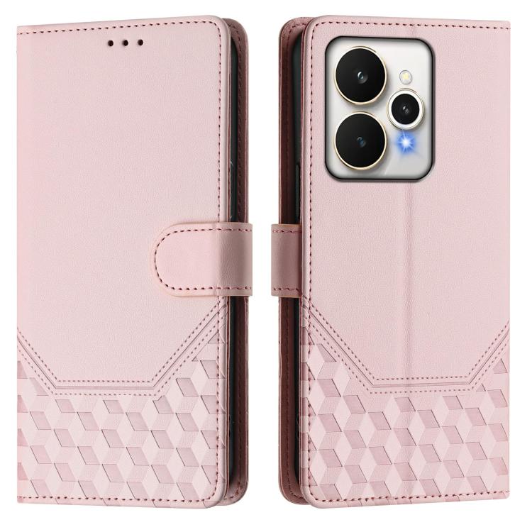 For Realme 15 / 15 Pro 5G Global Honeycomb Embossing RFID Leather Phone Case