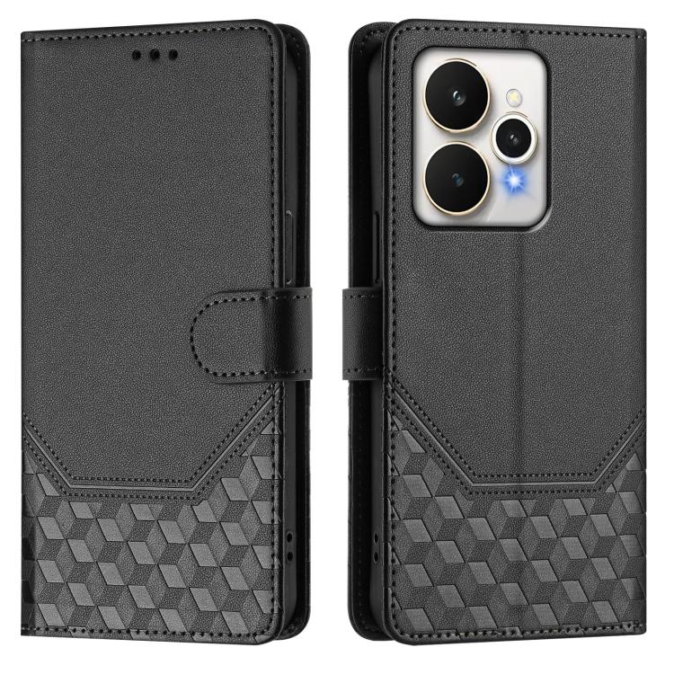 For Realme 15 / 15 Pro 5G Global Honeycomb Embossing RFID Leather Phone Case