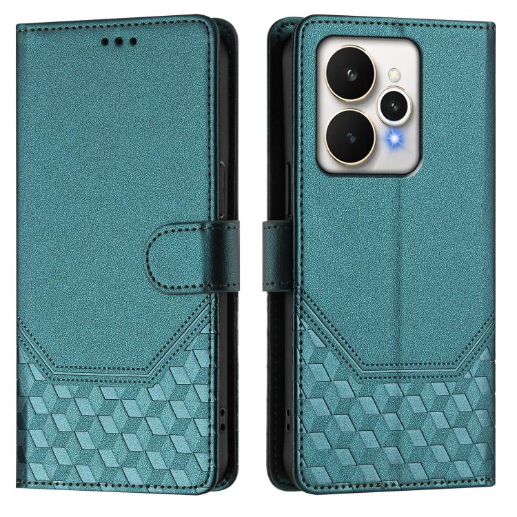 For Realme 15 / 15 Pro 5G Global Honeycomb Embossing RFID Leather Phone Case