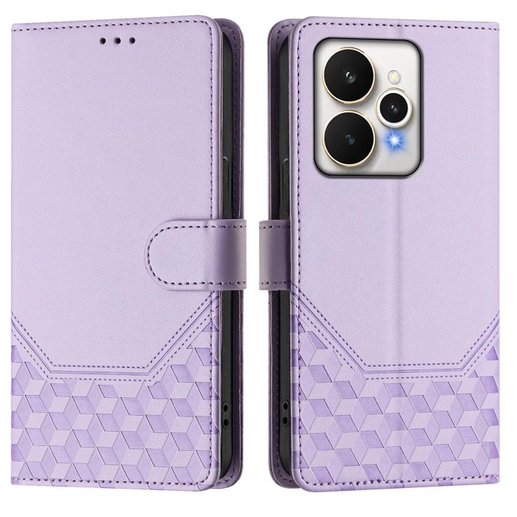 For Realme 15 / 15 Pro 5G Global Honeycomb Embossing RFID Leather Phone Case