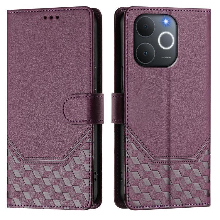 For Realme C71 4G India / Note 70 4G Honeycomb Embossing RFID Leather Phone Case