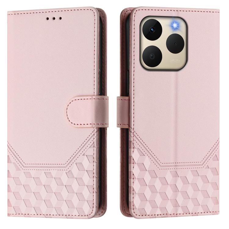 For Realme 15T 5G Global Honeycomb Embossing RFID Leather Phone Case