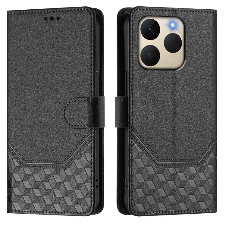 For Realme 15T 5G Global Honeycomb Embossing RFID Leather Phone Case