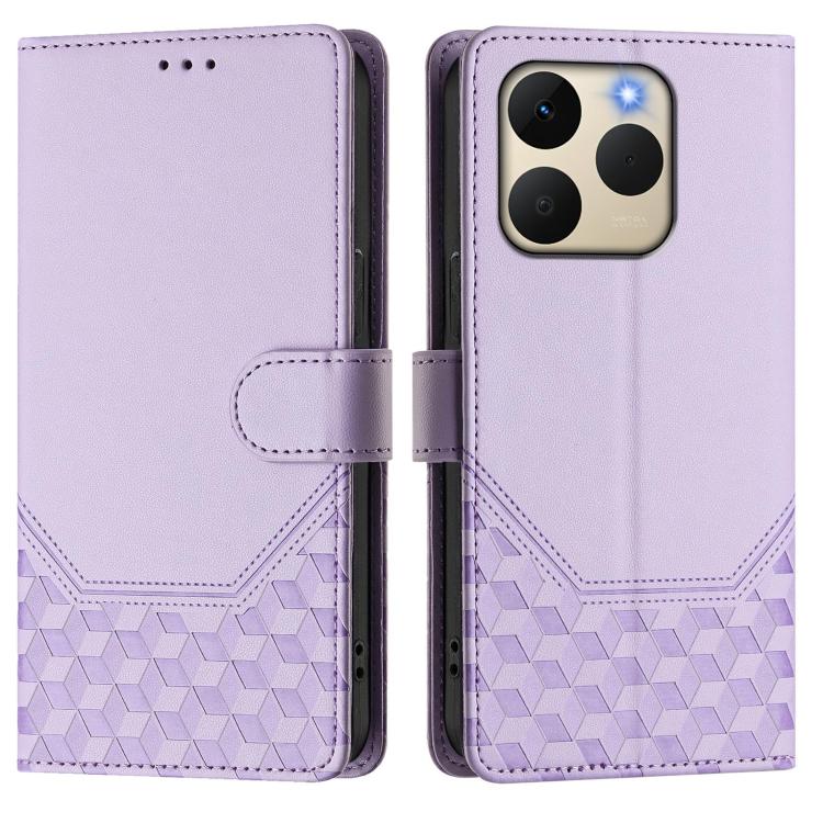 For Realme 15T 5G Global Honeycomb Embossing RFID Leather Phone Case