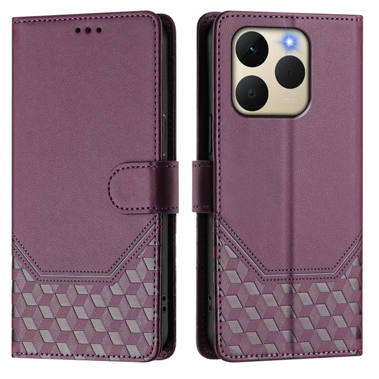 For Realme 15T 5G Global Honeycomb Embossing RFID Leather Phone Case