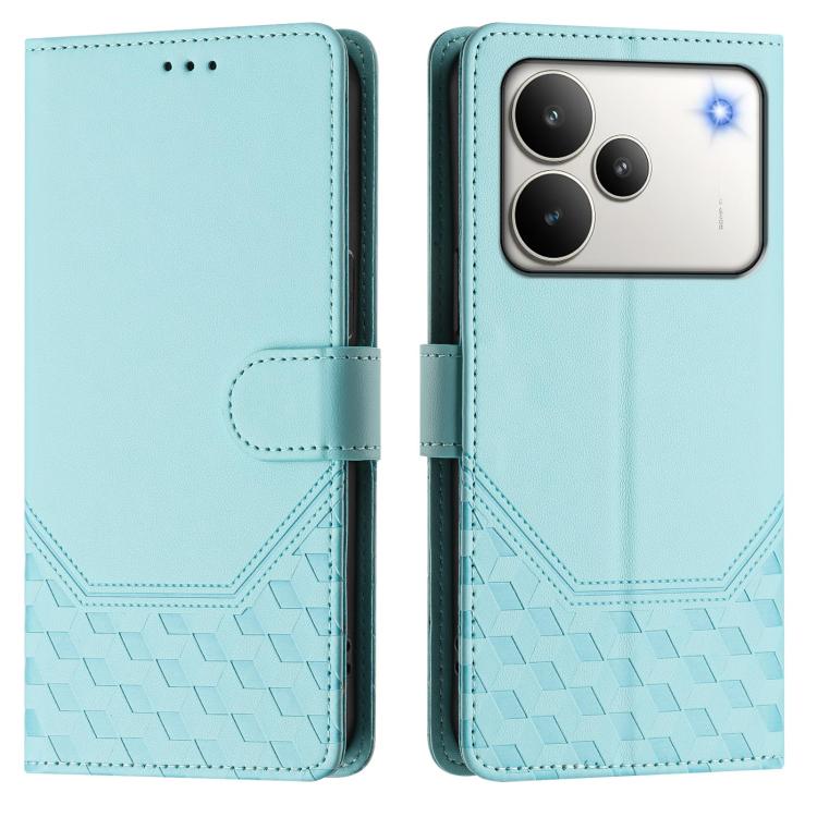 For Realme P4 5G Honeycomb Embossing RFID Leather Phone Case