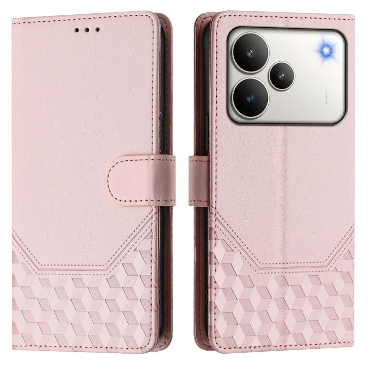 For Realme P4 5G Honeycomb Embossing RFID Leather Phone Case