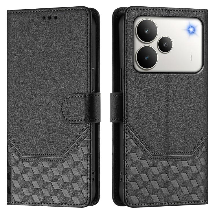 For Realme P4 5G Honeycomb Embossing RFID Leather Phone Case