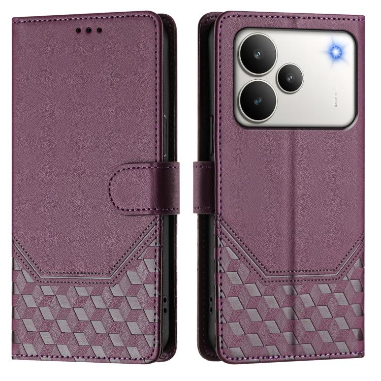 For Realme P4 5G Honeycomb Embossing RFID Leather Phone Case