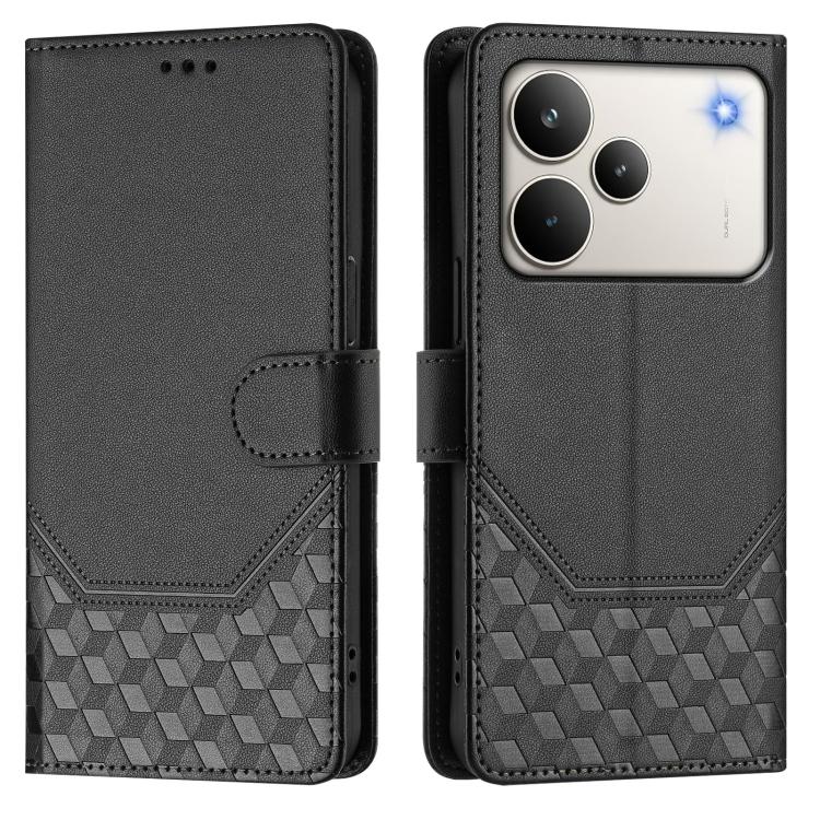 For Realme P4 Pro 5G Honeycomb Embossing RFID Leather Phone Case