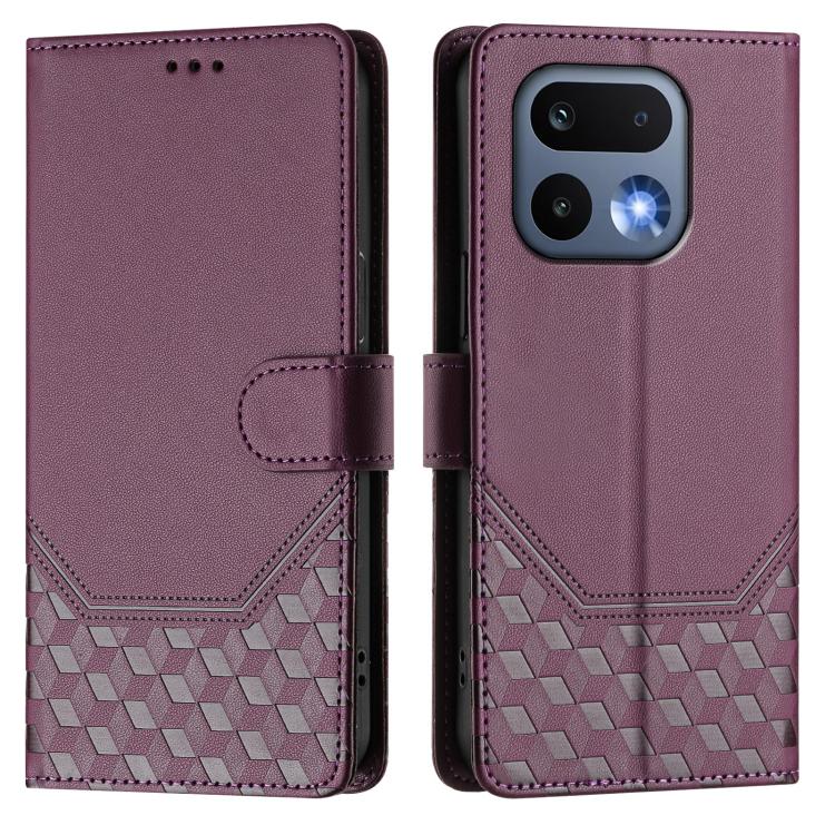 For Realme 16 Pro 5G Global Honeycomb Embossing RFID Leather Phone Case