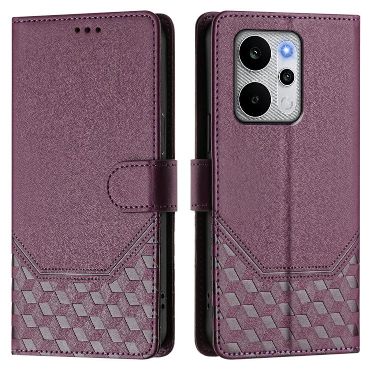For Realme P4 Power 5G Honeycomb Embossing RFID Leather Phone Case