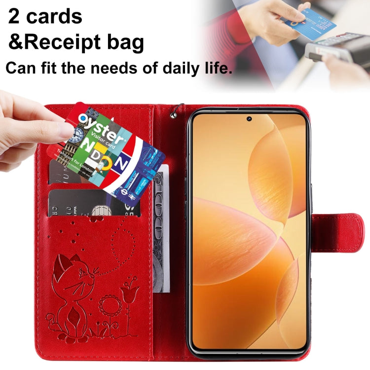 For Xiaomi 14T Pro Cat and Bee Embossed Flip Leather Phone Case