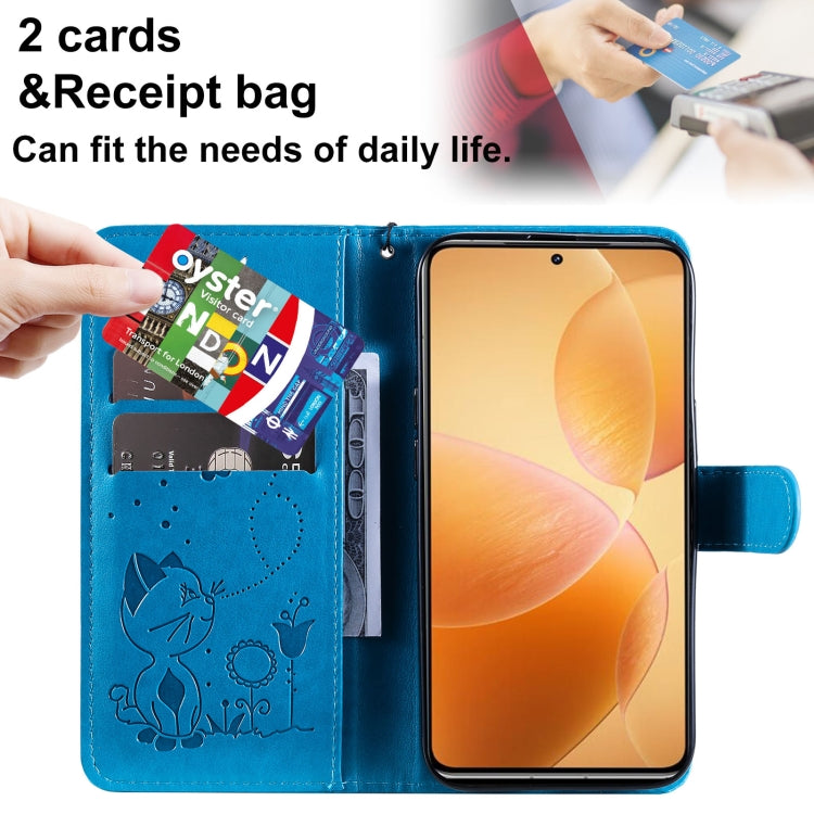 For Xiaomi 14T Pro Cat and Bee Embossed Flip Leather Phone Case