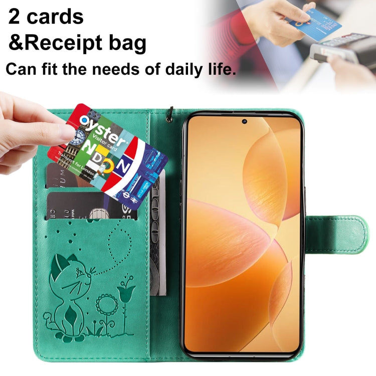 For Xiaomi 14T Pro Cat and Bee Embossed Flip Leather Phone Case