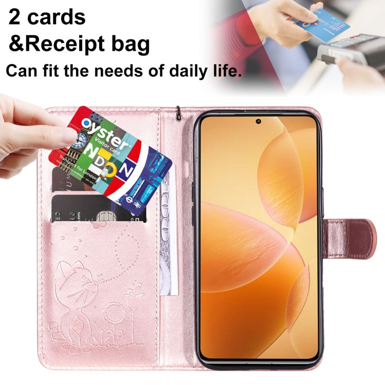For Xiaomi 14T Pro Cat and Bee Embossed Flip Leather Phone Case