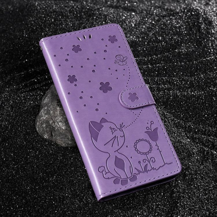 For Xiaomi 14T Cat and Bee Embossed Flip Leather Phone Case