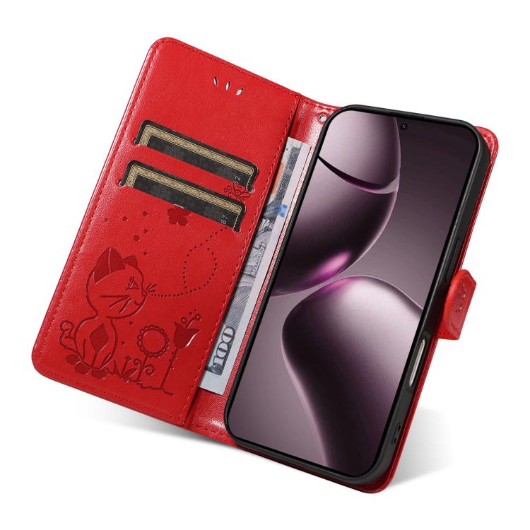 For Xiaomi 15T 5G Cat and Bee Embossed Flip Leather Phone Case
