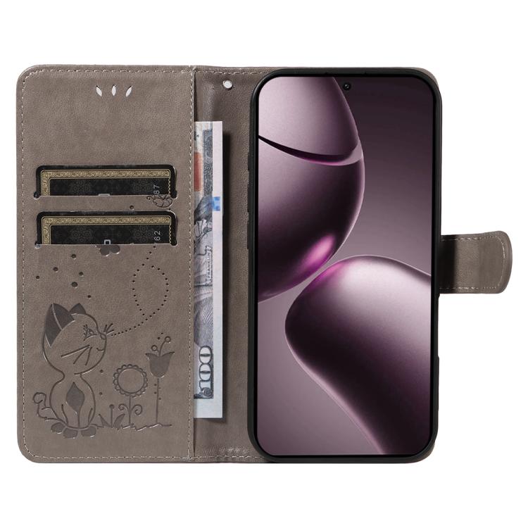 For Xiaomi 15T 5G Cat and Bee Embossed Flip Leather Phone Case