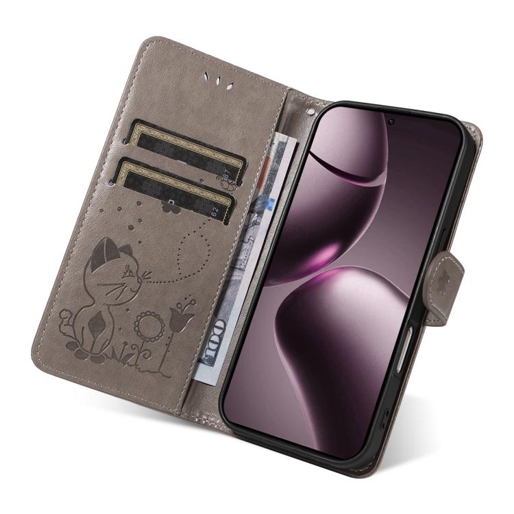For Xiaomi 15T 5G Cat and Bee Embossed Flip Leather Phone Case