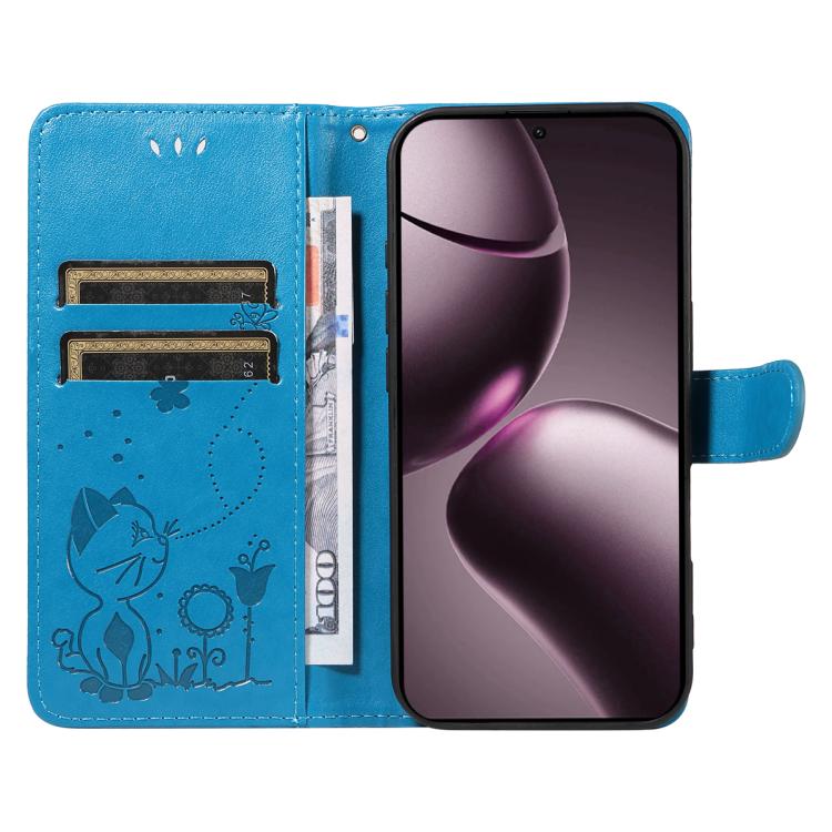 For Xiaomi 15T 5G Cat and Bee Embossed Flip Leather Phone Case