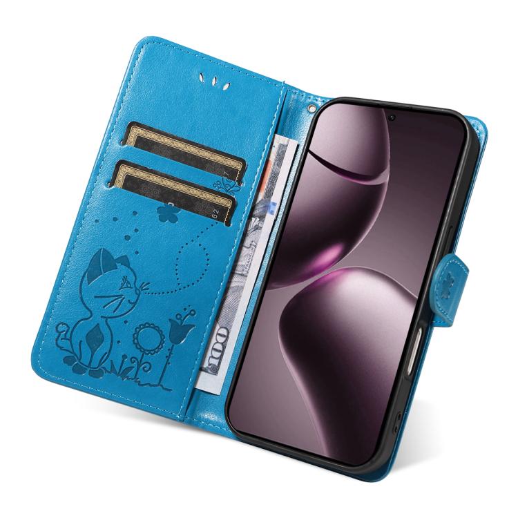 For Xiaomi 15T 5G Cat and Bee Embossed Flip Leather Phone Case