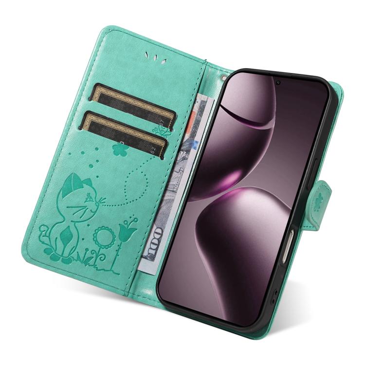 For Xiaomi 15T 5G Cat and Bee Embossed Flip Leather Phone Case