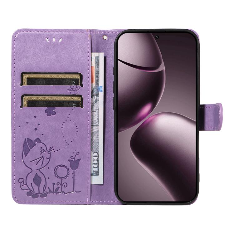 For Xiaomi 15T 5G Cat and Bee Embossed Flip Leather Phone Case