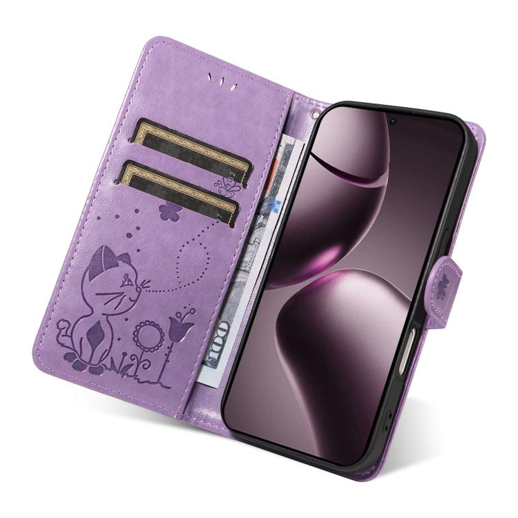 For Xiaomi 15T 5G Cat and Bee Embossed Flip Leather Phone Case