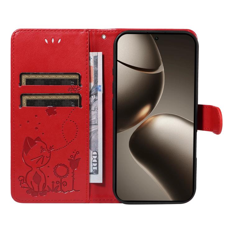 For Xiaomi 15T Pro 5G Cat and Bee Embossed Flip Leather Phone Case