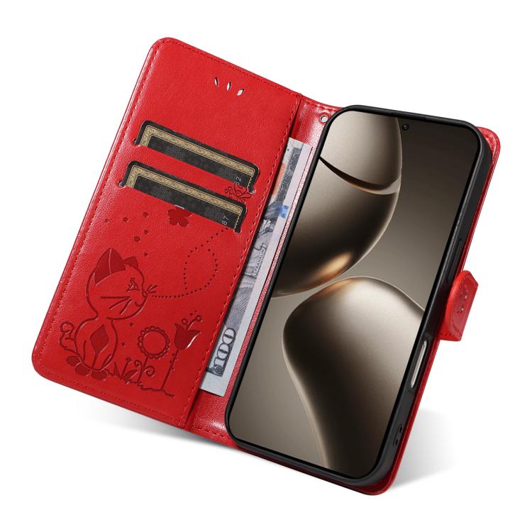 For Xiaomi 15T Pro 5G Cat and Bee Embossed Flip Leather Phone Case
