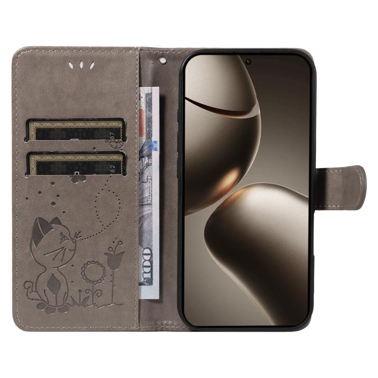 For Xiaomi 15T Pro 5G Cat and Bee Embossed Flip Leather Phone Case